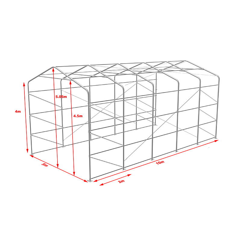 5X10 4m Înălțime laterală Cort depozitare în aer liber Garaj mare flexibil
