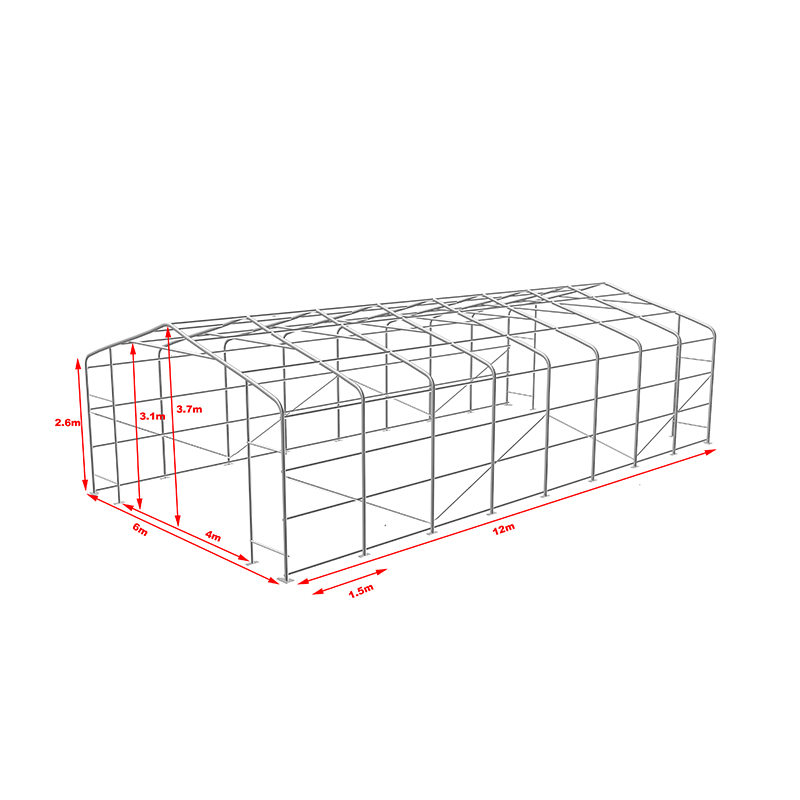 6X12 2.6m Înălțime laterală Corturi de depozitare industriale rezistente la temperaturi ridicate