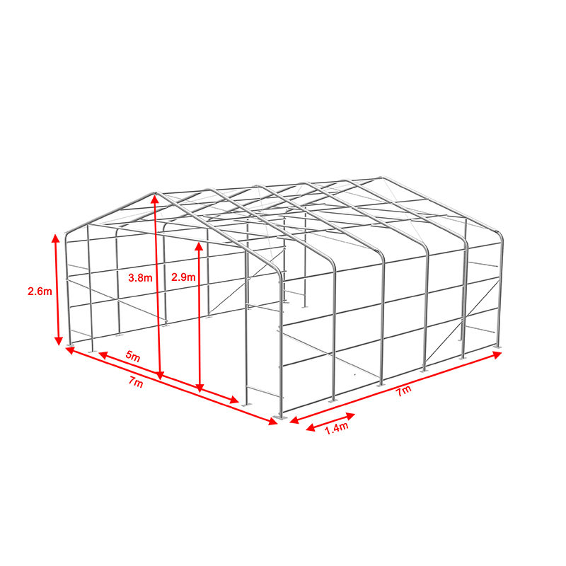7x7 2,6 m Înălțime laterală Depozit industrial și comercial Cort de umbră Cort portabil Sală