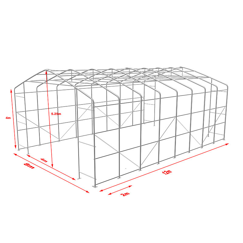8X12 4m Înălțime laterală rezistentă la UV Cort Depozit Adăpost solar