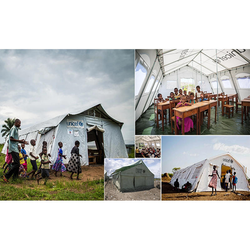 Cort pentru cort multifuncțional standard UNICEF de 24 m² cu sistem de ventilație bun