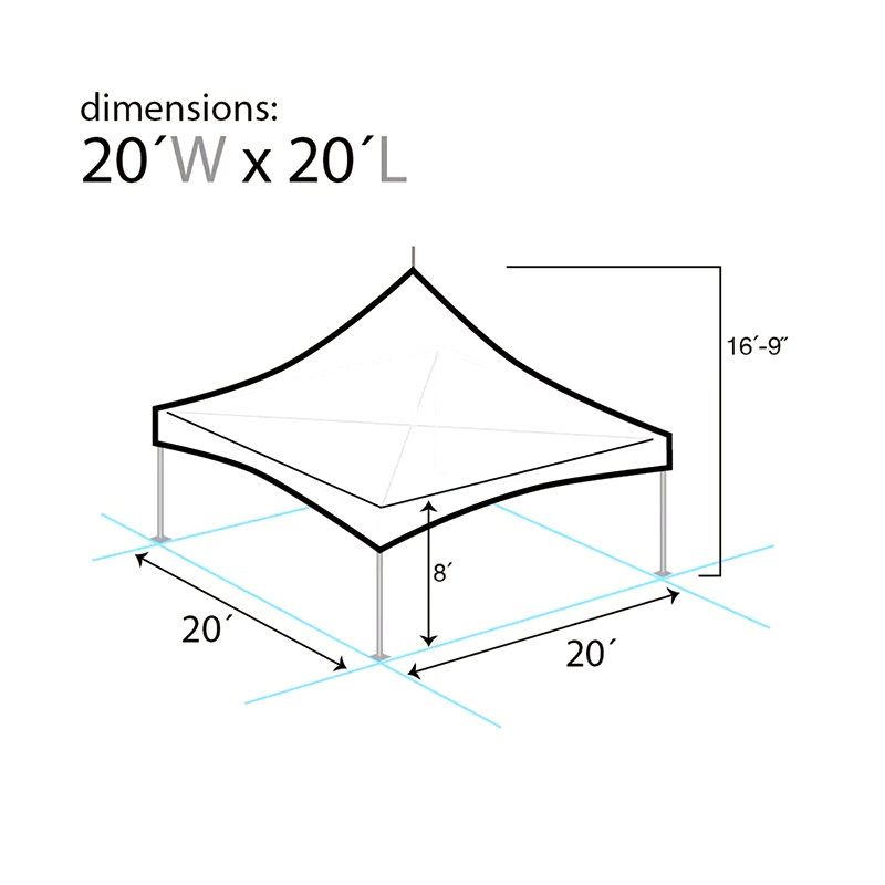 (6x6m) Cort de petrecere Pinnacle din aluminiu 20x20