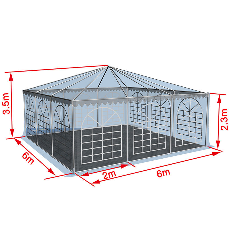 6x6-2,3m Pagoda Marquee PVC Pop Up Baldachin Cort
