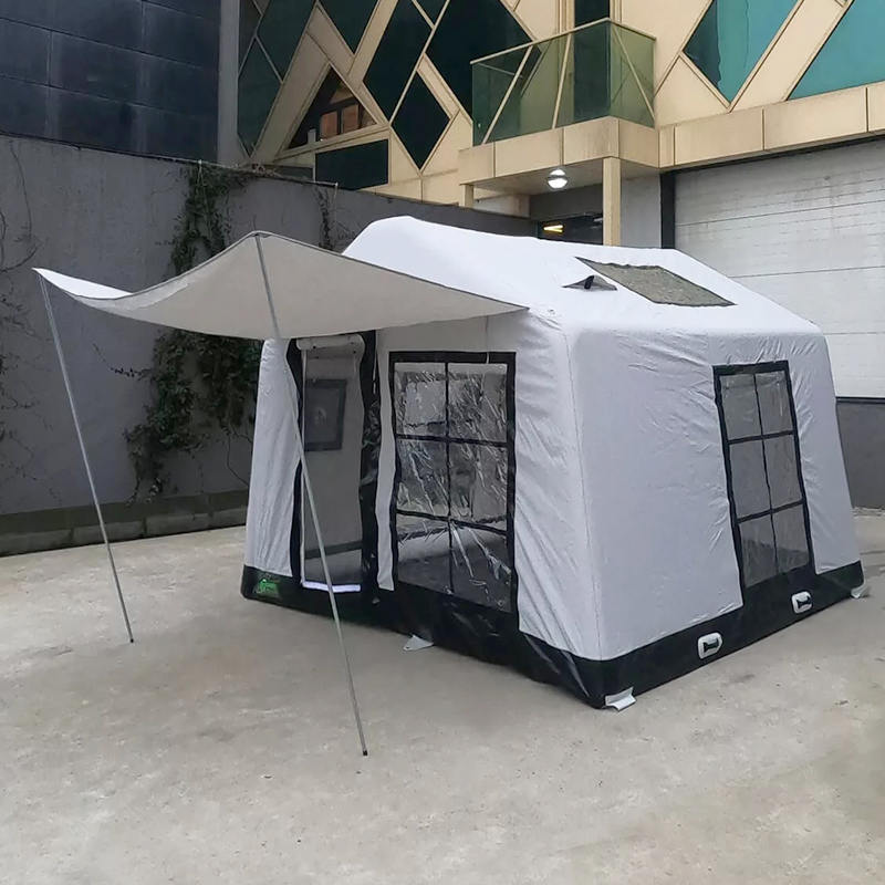 Cort de camping gonflabil, ignifug și anti-bacterian, pentru 8-10 persoane