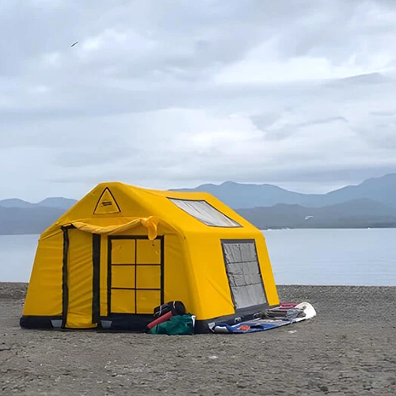 Cort de camping gonflabil, ignifug și anti-bacterian, pentru 8-10 persoane