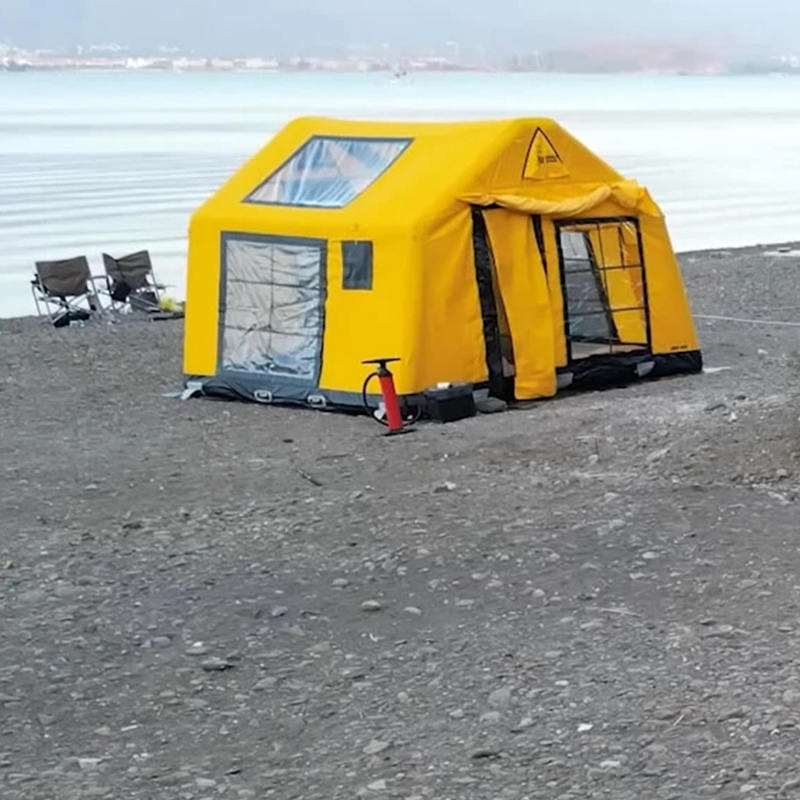 Cort de camping gonflabil, ignifug și anti-bacterian, pentru 8-10 persoane