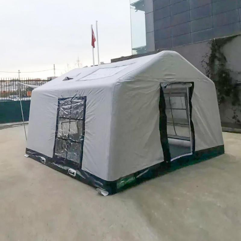 Cort de camping gonflabil, ignifug și anti-bacterian, pentru 8-10 persoane