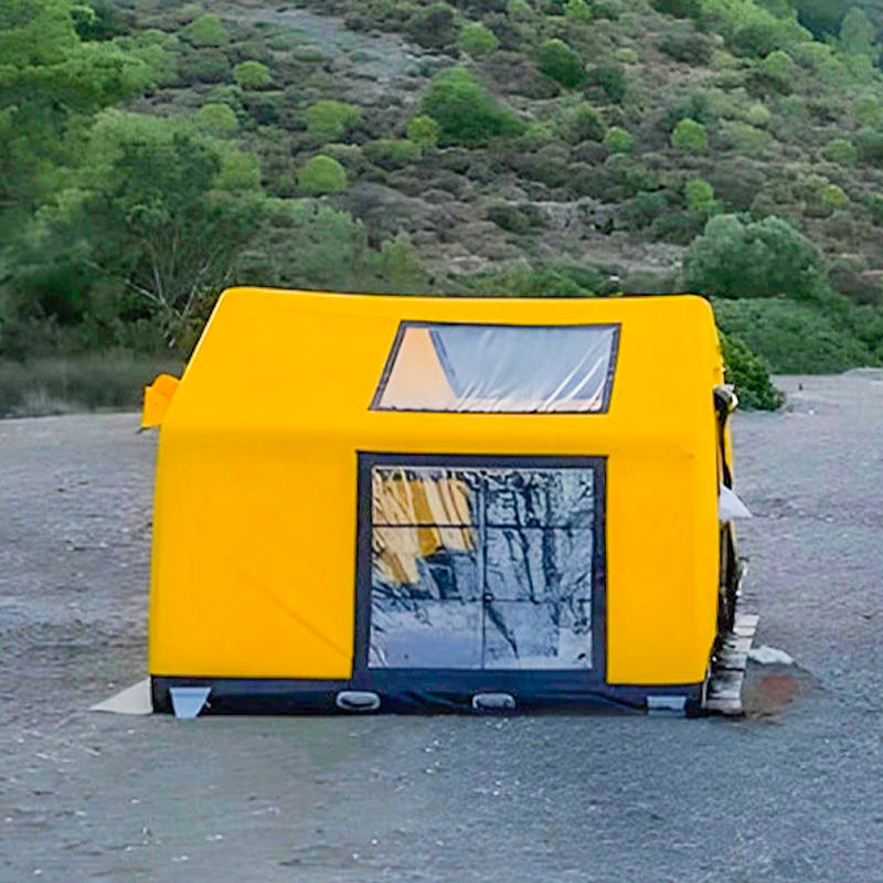 Cort de camping gonflabil, ignifug și anti-bacterian, pentru 8-10 persoane