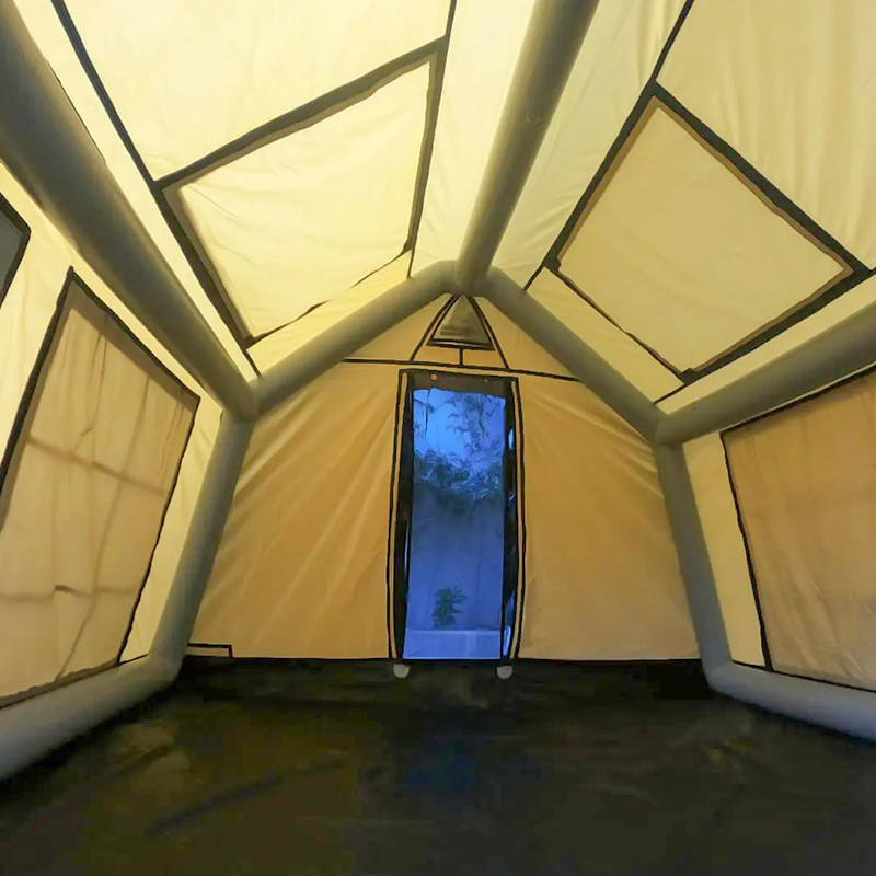 Cort de camping gonflabil, ignifug și anti-bacterian, pentru 8-10 persoane