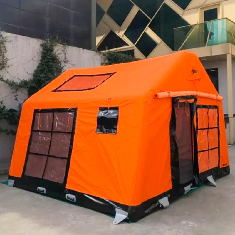 Cort de camping gonflabil, ignifug și anti-bacterian, pentru 8-10 persoane