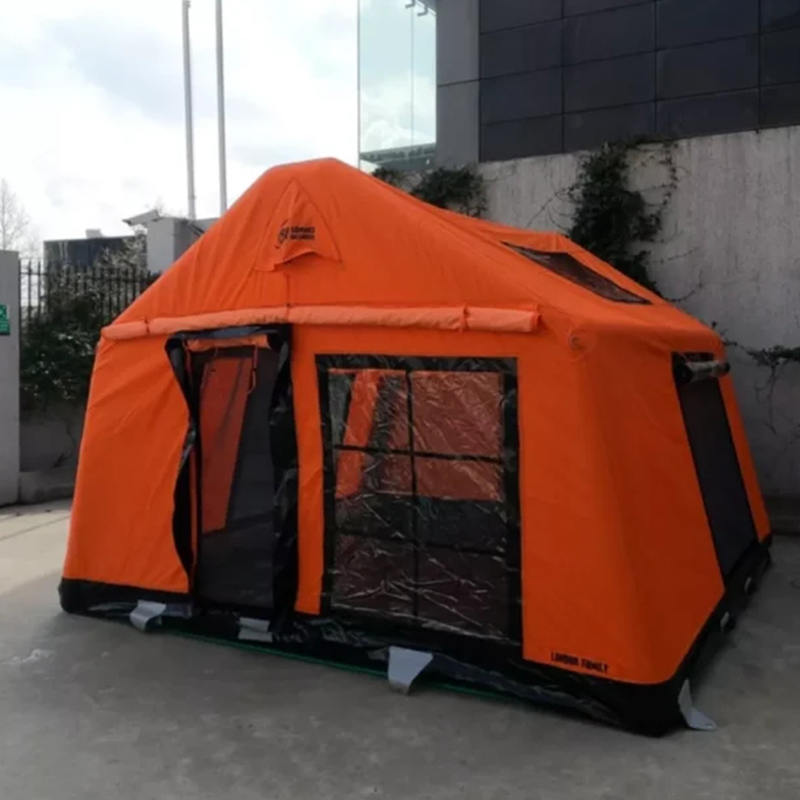 Cort de camping gonflabil, ignifug și anti-bacterian, pentru 8-10 persoane