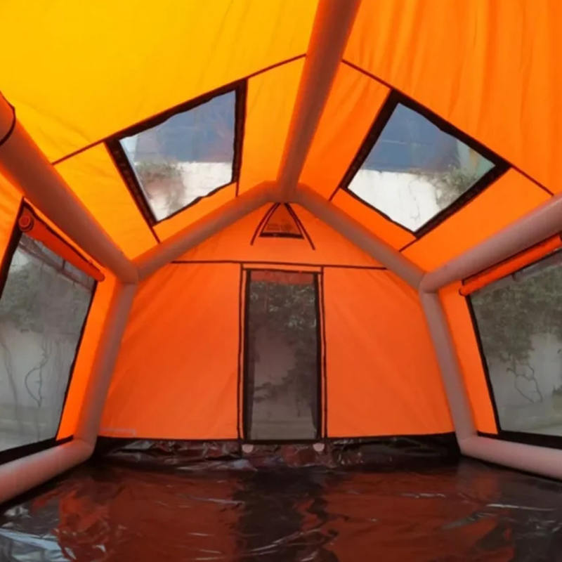 Cort de camping gonflabil, ignifug și anti-bacterian, pentru 8-10 persoane